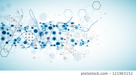 Abstract hexagon background with plexus effect for design works. Vector illustration 121963152