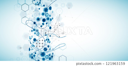 Abstract hexagon background with plexus effect for design works. Vector illustration 121963159