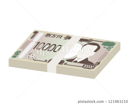 百萬日元鈔票的插圖 百萬日元鈔票的插圖 121963210