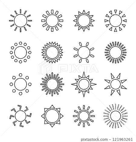 Sunny weather icon hand-drawn style 121963261