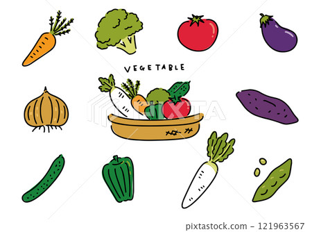 手繪圖示風格蔬菜插圖集 手繪圖示風格蔬菜插圖集 121963567