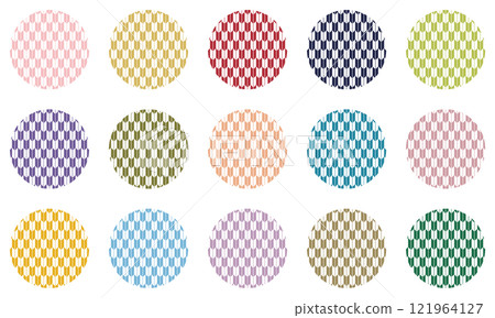 Yagasuri, round, Japanese pattern, decoration, set, colorful 121964127