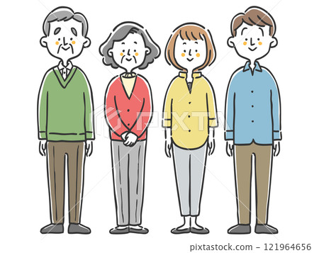 Two-generation family, full body, vector 121964656