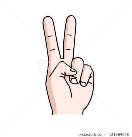 v-shaped hand gesture 121964698