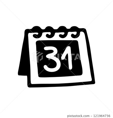 Doodle calendar schedule icon hand drawn with black line in freehand style 121964736