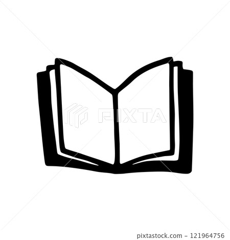 Doodle open book icon hand drawn with black line in freehand style Doodle open book icon hand drawn with black line in freehand style 121964756