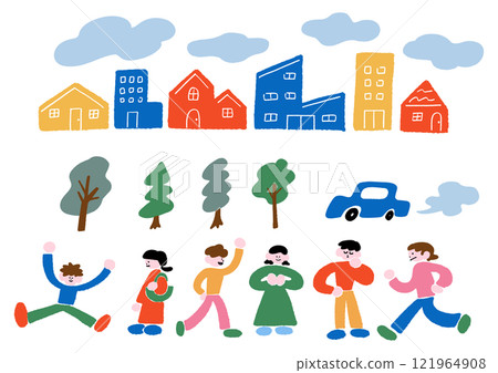 城市與人物插圖集 121964908