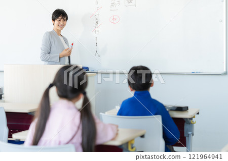 Teacher teaching in classroom 121964941