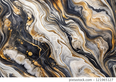 Colorful ink water. Marble texture. fluid mix with rusty streak vein effect. Abstract stained surface. Mineral stone pattern art background. 121965127