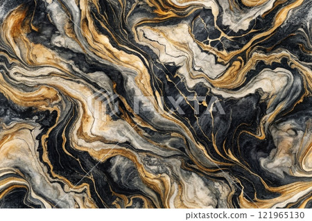 Colorful ink water. Marble texture. fluid mix with rusty streak vein effect. Abstract stained surface. Mineral stone pattern art background. 121965130
