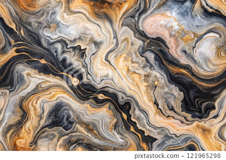Alcohol Ink Marble. Floor Marble Watercolor. Modern Abstract Repeat marble ink. Light Elegant Texture. Gold Art Floor. 121965298