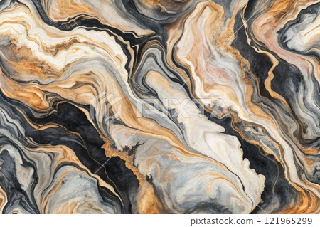 Alcohol Ink Marble. Floor Marble Watercolor. Modern Abstract Repeat marble ink. Light Elegant Texture. Gold Art Floor. 121965299