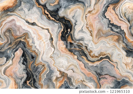 Alcohol Ink Marble. Floor Marble Watercolor. Modern Abstract Repeat marble ink. Light Elegant Texture. Gold Art Floor. 121965310