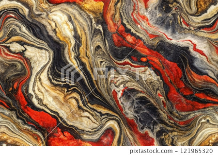 Colorful abstract fluid art painting. Abstract background with colored spots and stains on the liquid. Trendy wallpaper for web banner 121965320