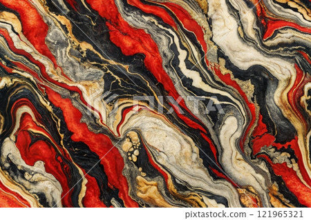 Colorful abstract fluid art painting. Abstract background with colored spots and stains on the liquid. Trendy wallpaper for web banner 121965321