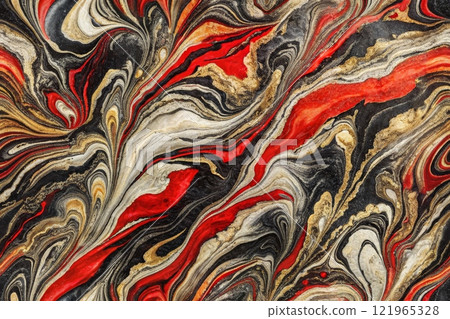 Colorful abstract fluid art painting. Abstract background with colored spots and stains on the liquid. Trendy wallpaper for web banner 121965328