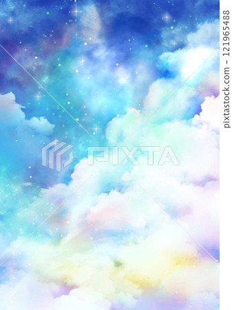 Sparkling starry sky and clouds background image 121965488