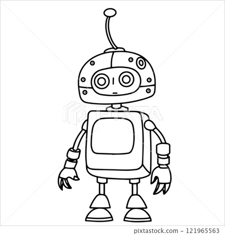 children's coloring book, cute robot. vector illustration in doodle style. children's coloring book, cute robot. vector illustration in doodle style. 121965563