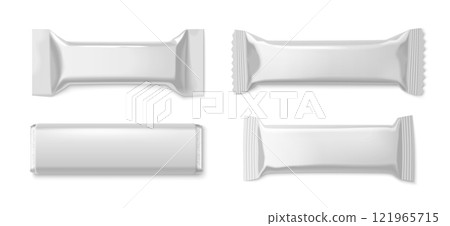 Chocolate bar mockup set with blank white package 121965715