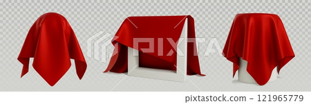 Objects covered with red silk cloth 121965779