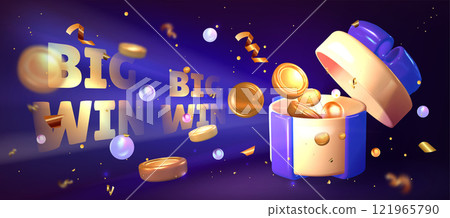 Big win banner with gift box and money Big win banner with gift box and money 121965790