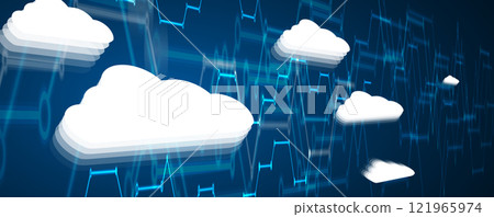 Cloud and computing abstract technology backgeound with circuit elements 121965974