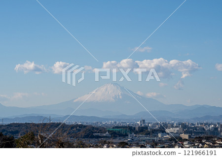 Mount Fuji as seen from Kuzuharaoka Shrine Mount Fuji as seen from Kuzuharaoka Shrine 121966191