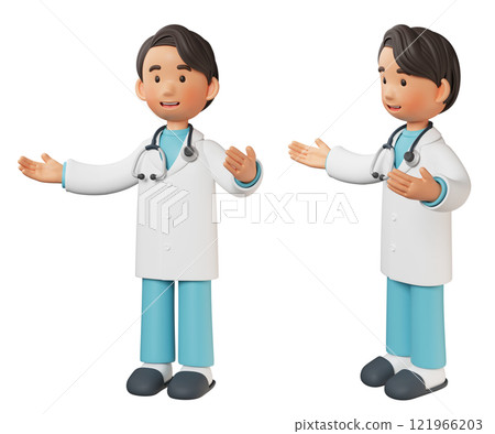male doctor standing with open arms 3D character 121966203