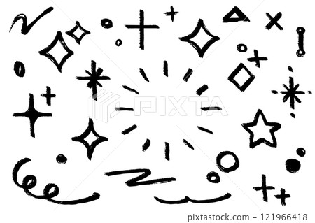 可愛的手繪插圖集與畫筆描邊 121966418