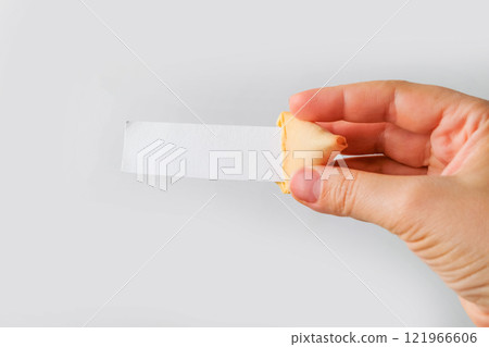 Fortune cookies on neutral background 121966606