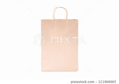 close up of a long white paper bag on white background with clipping path 121966665