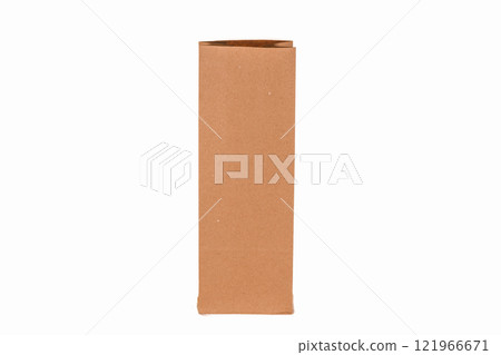 Recycled paper kraft long shopping bag isolated on white background. Recycled paper kraft long shopping bag isolated on white background. 121966671