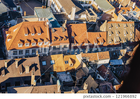 Bird's eye view of the rooftops of the historic city 121966892