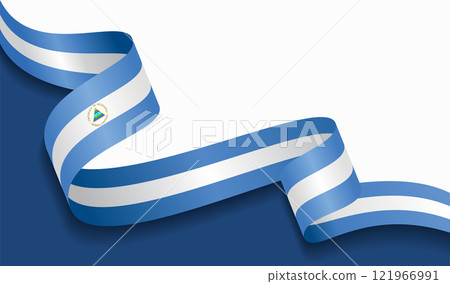Nicaraguan flag wavy abstract background. Vector illustration. 121966991
