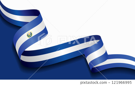 El Salvadoran flag wavy abstract background. Vector illustration. 121966995