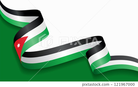 Jordanian flag wavy abstract background. Vector illustration. Jordanian flag wavy abstract background. Vector illustration. 121967000