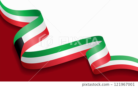 Kuwaiti flag wavy abstract background. Vector illustration. Kuwaiti flag wavy abstract background. Vector illustration. 121967001