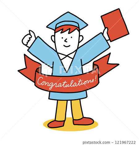 Illustration of a graduate wearing an academic gown and a diploma Illustration of a graduate wearing an academic gown and a diploma 121967222