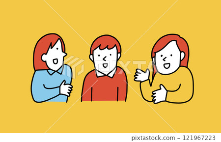 Illustration of three women having a conversation Illustration of three women having a conversation 121967223