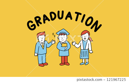 Illustration of parents, teachers and lecturers congratulating graduates Illustration of parents, teachers and lecturers congratulating graduates 121967225