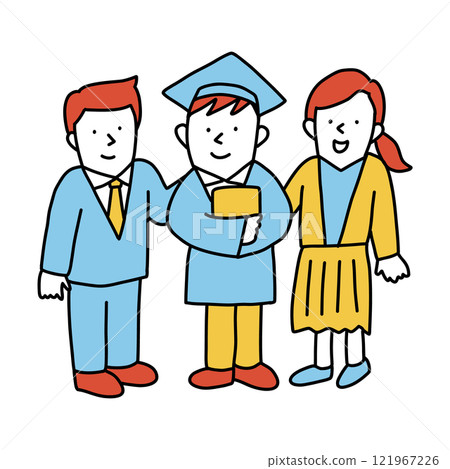 Illustration of parents, teachers and lecturers congratulating graduates Illustration of parents, teachers and lecturers congratulating graduates 121967226