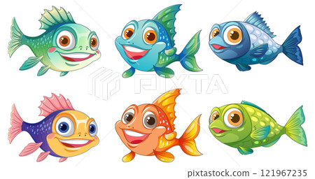 Colorful Cartoon Sea Creatures Collection Colorful Cartoon Sea Creatures Collection 121967235