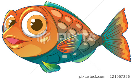 Colorful Cartoon Fish Illustration 121967236
