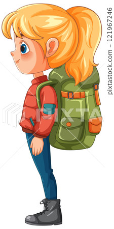 Adventurous Girl with Backpack Adventurous Girl with Backpack 121967246