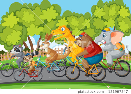 Animal Bicycle Race in the Park Animal Bicycle Race in the Park 121967247