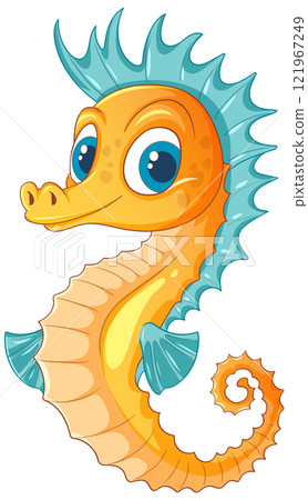 Colorful Seahorse Cartoon Illustration 121967249