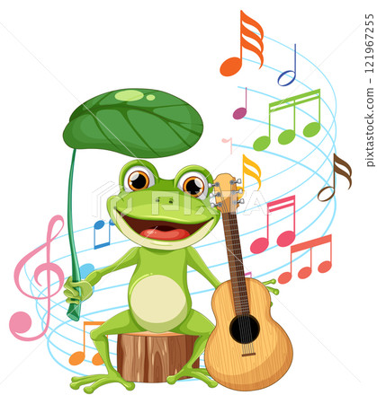 Frog Serenade with Musical Notes 121967255