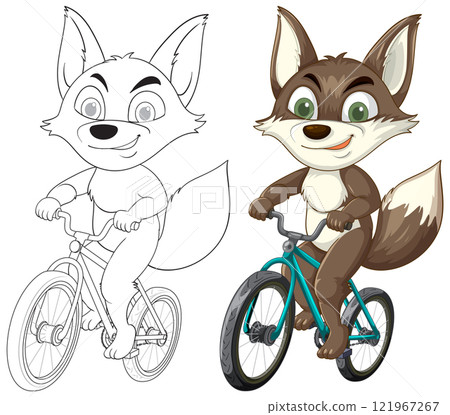 Fox Riding a Bicycle Illustration 121967267