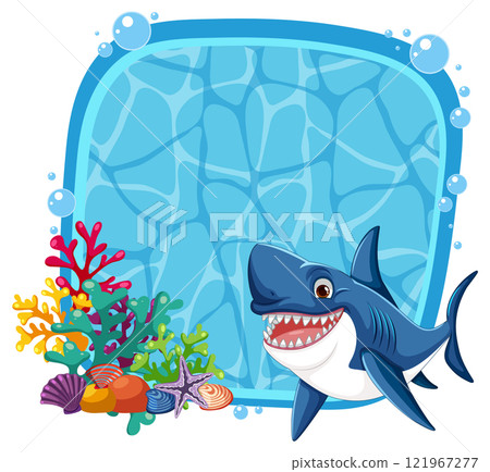 Colorful Underwater Scene with Shark Colorful Underwater Scene with Shark 121967277