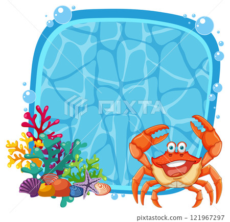 Cheerful Crab in Vibrant Coral Reef Cheerful Crab in Vibrant Coral Reef 121967297